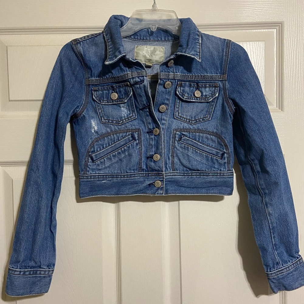 Old Navy Distressed Faded Crop Jean Jacket Size XS
